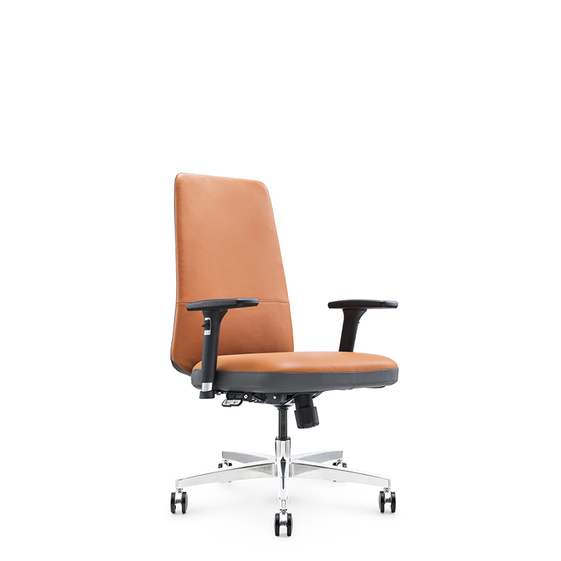 كرسي مكتب تنفيذي دوار متوسط الظهر من جلد البولي يوريثان مع قاعدة من الألومنيوم أو مسند للقدمين