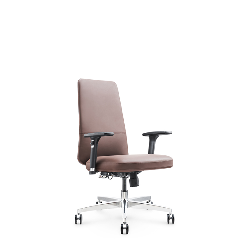 كرسي مكتب تنفيذي دوار متوسط الظهر من جلد البولي يوريثان مع قاعدة من الألومنيوم أو مسند للقدمين